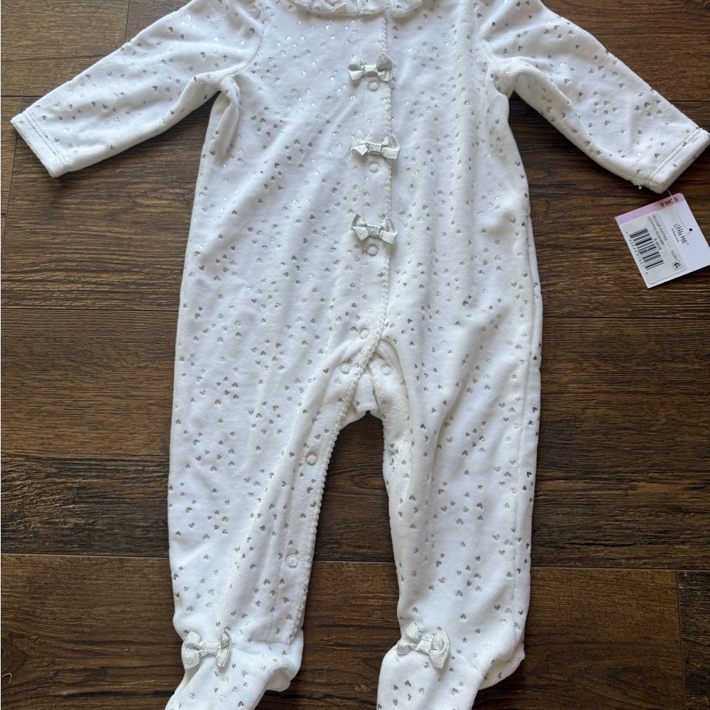Little Me White Footed One Piece with Bow Details